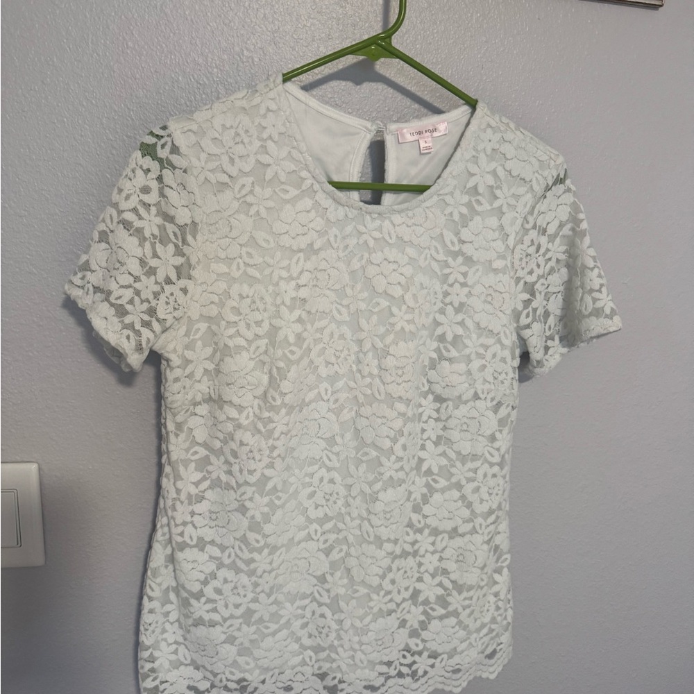White Lace Overlay Blouse
